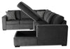 Made in Canada Legend 4-Piece Right-Facing Chenille Fabric Sleeper Sectional with Storage Chaise - Pepper Grey | Sofa-lit sectionnel de droite Legend 4 pièces fabriqué au Canada en tissu de chenille avec fauteuil long de rangement - gris poivre