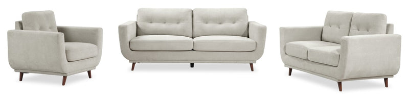 Sofa Cosmo de 80 po en tissu avec coussins de dossier capitonnés - gris
