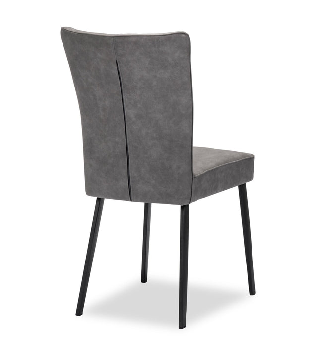 Chaise de salle à manger Ezra en cuir végétalien et en métal - grise