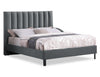 Amos Upholstered Platform Bed in Charcoal Fabric with Channelled Headboard - Queen Size | Lit plateforme Amos rembourré en tissu anthracite avec tête de lit à canaux - format grand lit