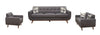 Kort & Co. Freeman 63" Linen-Look Fabric Loveseat with Wood Legs and Tufted Back Cushions - Charcoal Grey | Causeuse Freeman de Kort & Co. de 63 po en tissu d’apparence lin avec pattes en bois et coussins de dossier capitonnés - gris anthracite