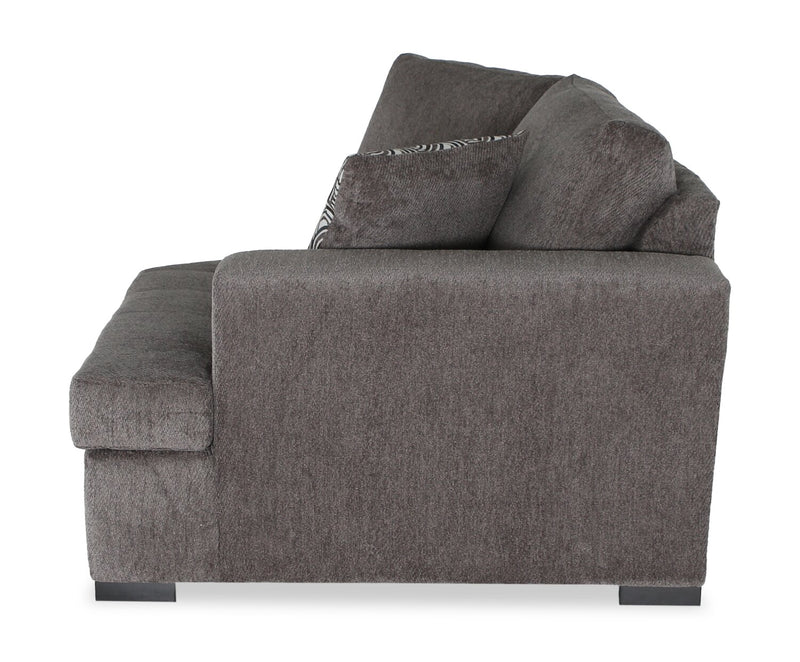 Sofa-lit sectionnel enveloppant de droite Legend 2 pièces fabriqué au Canada en tissu de chenille - brun étain