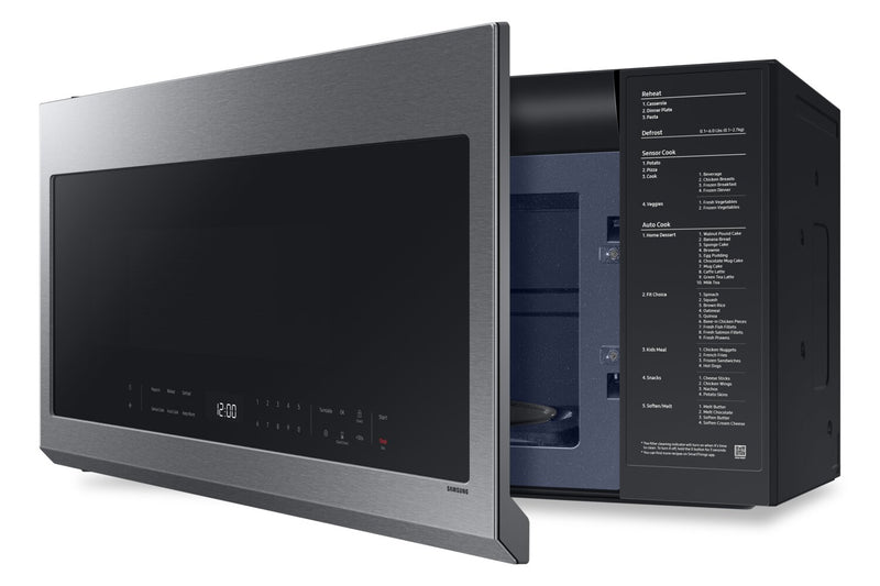 Four à micro-ondes à hotte intégrée Samsung de 2,1 pi³ avec 400 pi³/min et affichage à DEL - acier inoxydable - ME21DG6300SRAC