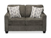 Causeuse Lennox de 57 po fabriquée au Canada en tissu de chenille avec coussins réversibles et coussins décoratifs - grise