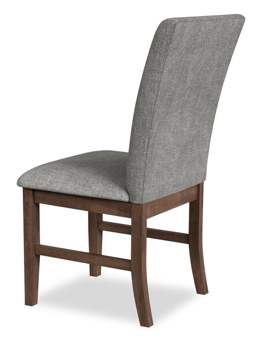 Chaise de salle à manger Rain avec siège et dossier rembourrés en tissu - grise
