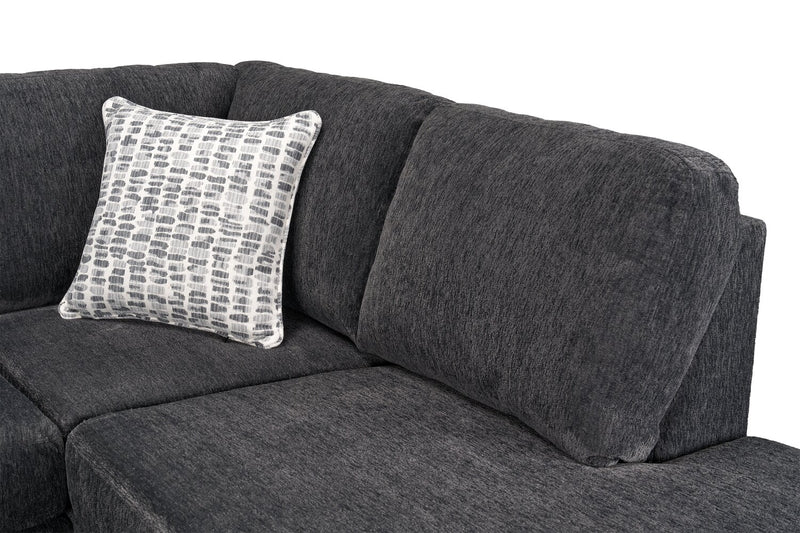 Sofa sectionnel de droite Morgan 3 pièces fabriqué au Canada en tissu de chenille avec sofa et coussins décoratifs - gris