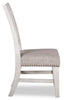 Willow Dining Chair with Cushion Fabric Seat & Nailhead Trim - Rustic White | Chaise de salle à manger Willow avec siège coussiné en tissu et bordure de clous décoratifs - blanc rustique