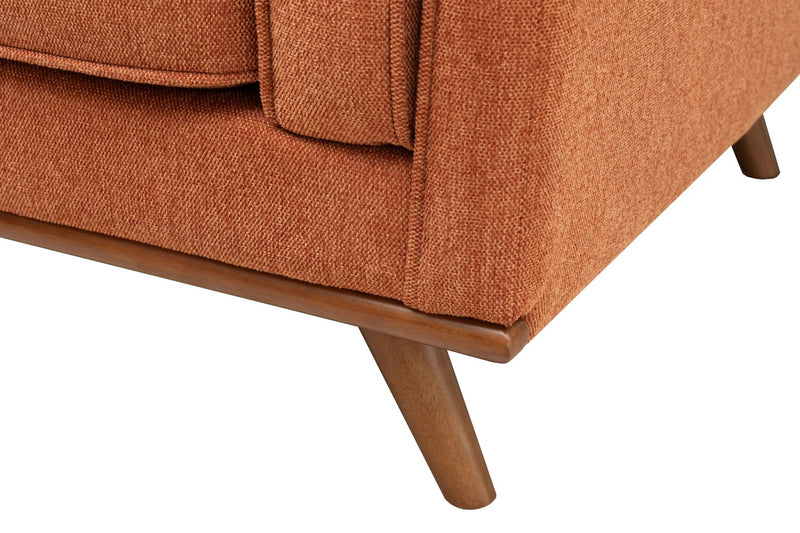 Sofa sectionnel Kassia de Kort & Co. 2 pièces en tissu d’apparence lin avec base et pattes en bois - orange