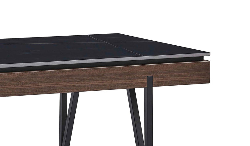 Table à café moderne Juno de 48 po avec dessus en pierre frittée - noire