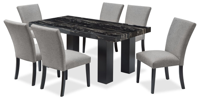 Chaise de salle à manger Burk en tissu de polyester - grise