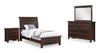 Ensemble de chambre à coucher Sonoma 6 pièces avec lit, commode, miroir et table de nuit, brun manguier - format lit simple