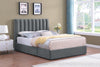 Amos Upholstered Storage Bed in Charcoal Fabric with Channelled Headboard & 3 Built-in Drawers - King Size | Lit de rangement Amos rembourré en tissu anthracite avec tête de lit à canaux et 3 tiroirs intégrés - format très grand lit