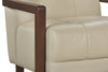 Enzo 26" Genuine Leather Accent Chair with Biscuit Tufting, Track Arms and Wood Legs - Beige | Fauteuil d’appoint Enzo de 26 po en cuir véritable avec capitonnage en biscuit, accoudoirs rectilignes et pattes en bois - beige