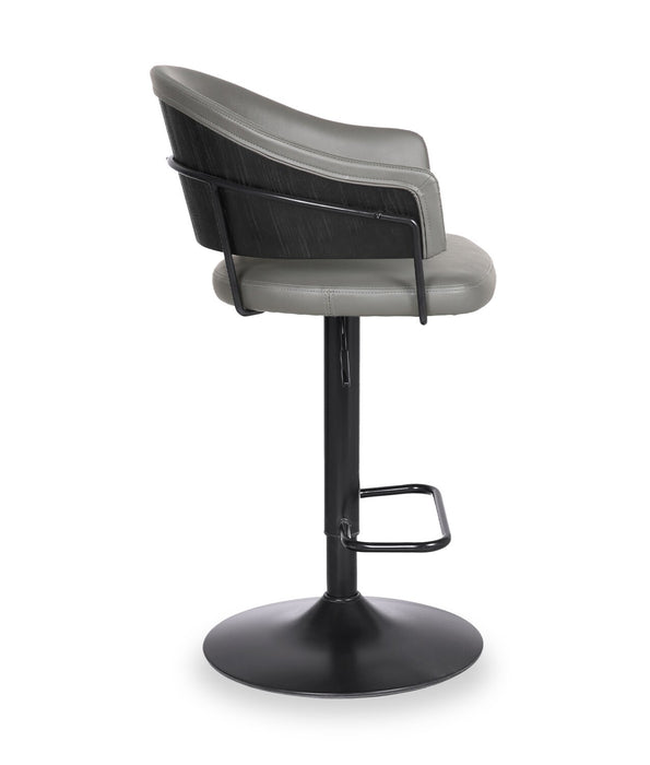 Tabouret 24.5-32.5 po bar Odin en tissu de cuir végétalien et en métal avec siège pivotant et réglable - gris