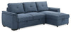 Eden 2-Piece Reversible Fabric Sleeper Sectional with Storage Chaise and Removable Back Cushions - Blue | Sofa-lit sectionnel réversible Eden 2 pièces en tissu avec fauteuil long de rangement et coussins de dossier amovibles - bleu