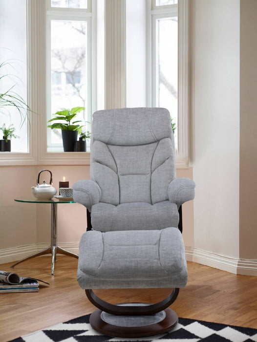 Fauteuil pivotant inclinable Easton antistress de 33,5 po en tissu de chenille avec repose-pieds - gris argenté