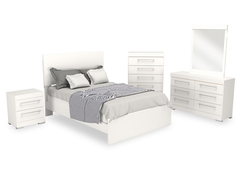 Commode verticale de chambre à coucher Riley de 31 po (L) x 46 po (H) à 5 tiroirs, fabriquée au Canada - blanche
