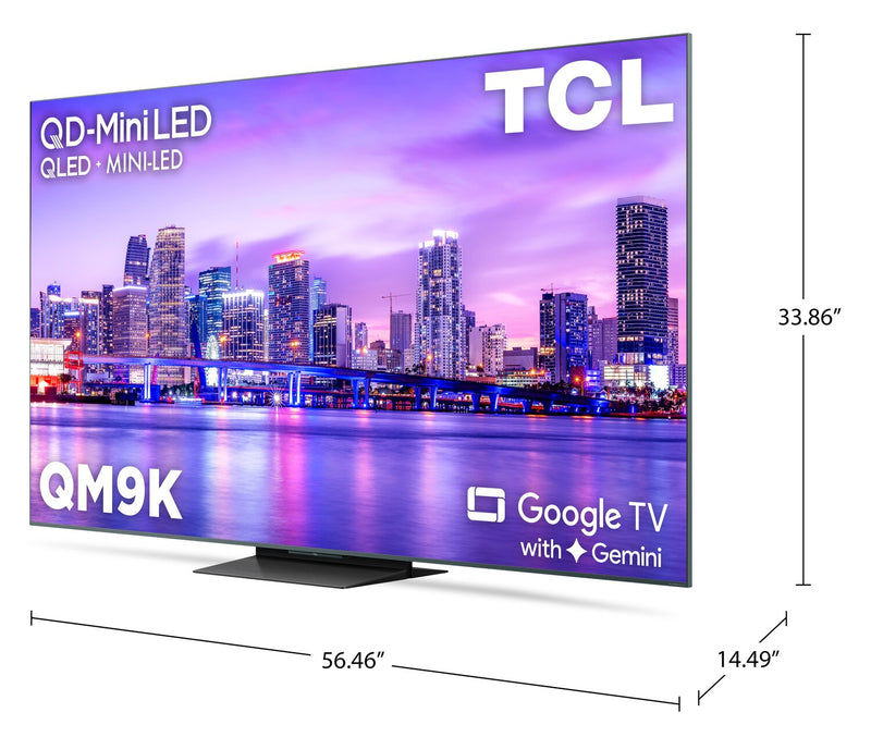 Téléviseur intelligent QLED Mini DEL QD TCL QM9K UHD 4K de 65 po avec Google TV (65QM9K)