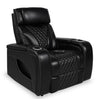 Elite 38" Genuine Leather Massage Power Reclining Chair with Power Headrest and Storage Armrests - Black | Fauteuil de massage à inclinaison électrique Elite de 38 po en cuir véritable avec appuie-tête électrique et accoudoirs de rangement - noir