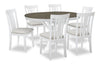 Brook Dining Table with 42-54"W Extension, Round - White/Brown | Table de salle à manger ronde Brook de 42 po à 54 po (L) avec rallonge - blanche et brune