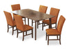 Ensemble de salle à manger Rain 7 pièces avec table de 72 po (L) et 6 chaises oranges - orange et brun