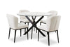 Zoe 5pc Dining Set with Table & 4 Chairs, Glass Top, Metal Geometric Base, 47"W Round - Black & Ivory | Ensemble de salle à manger Zoe 5 pièces avec table ronde de 47 po (L), dessus en verre, base géométrique en métal et 4 chaises - noir et ivoire