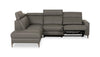Valentino 3-Piece Left-Facing Genuine Leather Power Reclining Sectional with Adjustable Headrests - Grey | Sofa sectionnel de gauche à inclinaison électrique Valentino 3 pièces en cuir véritable avec appuie-têtes réglables - gris