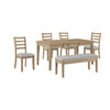 Cove Dining Bench with Cushion Fabric Seat, Lift Top Storage, 46"W - Natural/Grey | Banc de salle à manger Cove de 46 po (L) avec siège rembourré en tissu et rangement à dessus relevable - naturel et gris