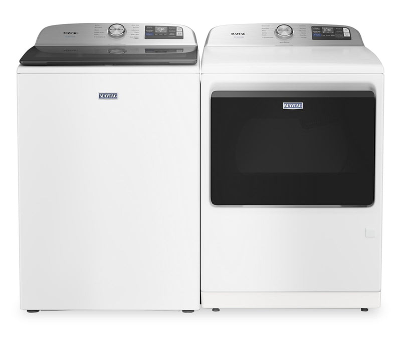 Laveuse intelligente à chargement par le haut Animal Pet Pro de 6,0 pi3 et sécheuse à gaz de 7,4 pi3 de Maytag - blanches 