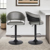Odin Barstool with Swivel & Adjustable Seat, Vegan Leather Fabric, 24.5-32.5"H, Metal - Grey | Tabouret 24.5-32.5 po bar Odin en tissu de cuir végétalien et en métal avec siège pivotant et réglable - gris
