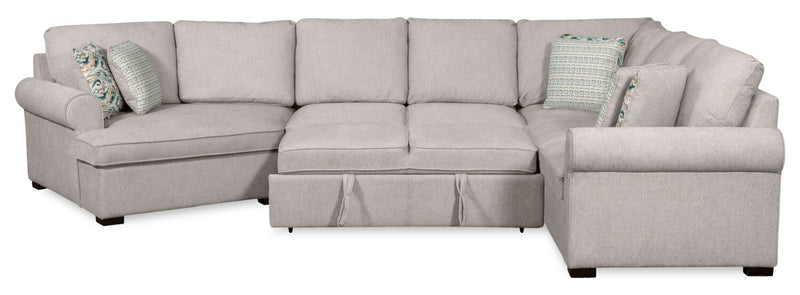 Sofa-lit sectionnel enveloppant de gauche Haven de Scott Living 3 pièces en tissu de chenille - gris 