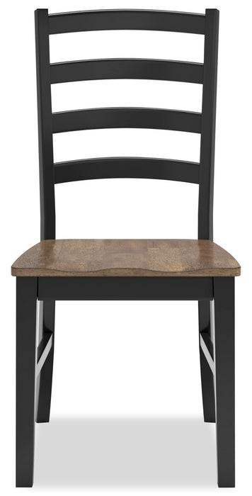 Ensemble de salle à manger Raven 6 pièces avec table à rallonge, 60 po à 78 po (L), banc et 4 chaises - deux teintes, noir et brun