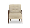Enzo 26" Genuine Leather Accent Chair with Biscuit Tufting, Track Arms and Wood Legs - Beige | Fauteuil d’appoint Enzo de 26 po en cuir véritable avec capitonnage en biscuit, accoudoirs rectilignes et pattes en bois - beige