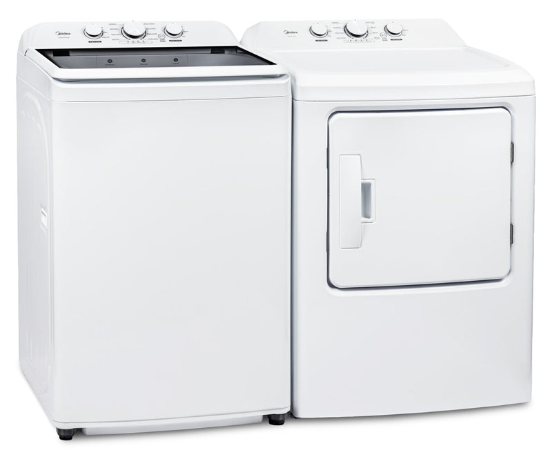 Laveuse à chargement par le haut de 4,5 pi³ avec agitateur et sécheuse électrique de 7,0 pi³ de Midea - blanches 
