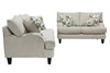 Made in Canada Nofia 58" Chenille Fabric Loveseat with Two Accent Pillows and Wood Legs - Linen Beige | Causeuse Nofia de 58 po fabriquée au Canada en tissu de chenille avec 2 coussins décoratifs et pattes en bois - beige lin