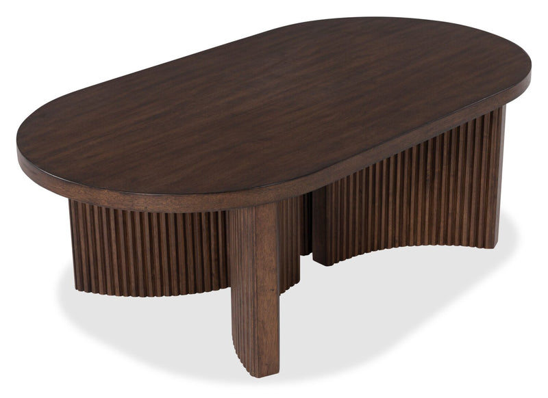 Table à café Barlow de 52 po de style moderne du milieu du 20e siècle en bois massif - brune
