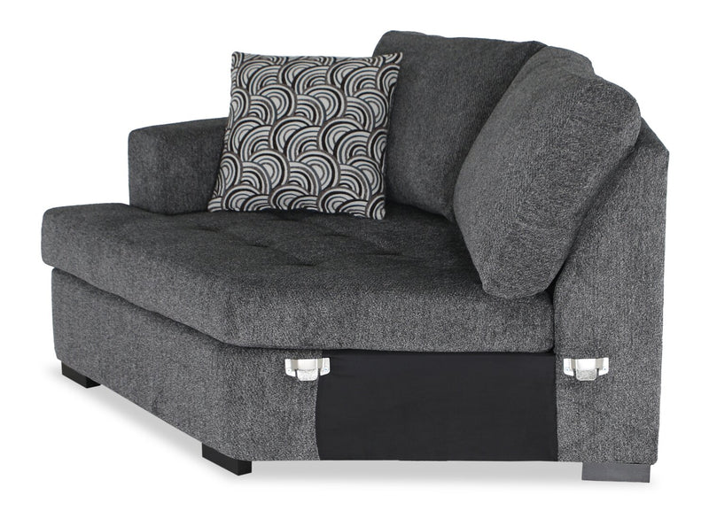 Sofa-lit sectionnel enveloppant de gauche Legend 2 pièces fabriqué au Canada en tissu de chenille - gris poivre