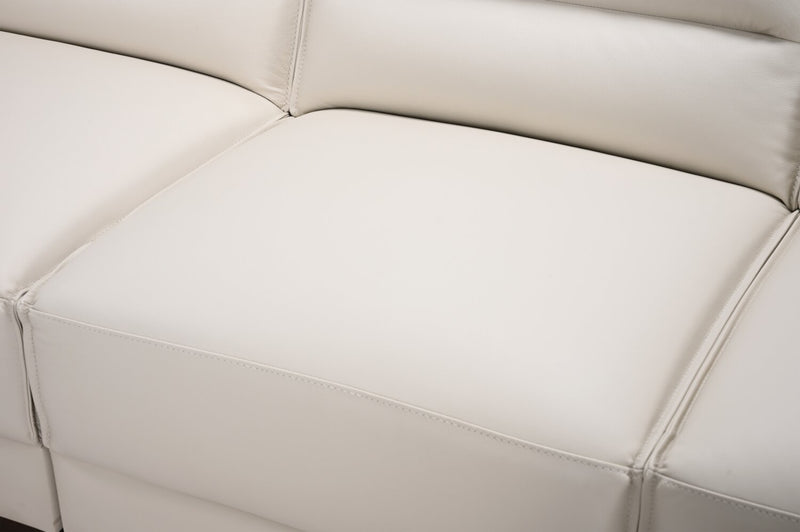 Sofa sectionnel de droite Citadel 2 pièces en cuir véritable de qualité supérieure avec pattes en bois - blanc givré