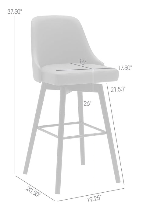 Tabouret Nash de hauteur comptoir en tissu de cuir végétalien, bois et en métal avec siège pivotant - anthracite