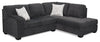 Made in Canada Morgan 2-Piece Right-Facing Chenille Fabric Sectional with Accent Pillows - Grey | Sofa sectionnel de droite Morgan 2 pièces fabriqué au Canada en tissu de chenille avec coussins décoratifs - gris
