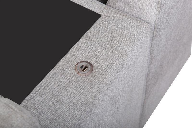 Sofa sectionnel Vault 9 pièces avec causeuse-lit, 4 fauteuils de rangement et console de rangement avec USB - gris