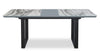 Ezra 7pc Dining Package with 63-79"W Extension Table & 6 Chairs - Faux White Marble & Grey | Ensemble de salle à manger Ezra 7 pièces avec table qui s’allonge de 63 po à 79 po (L) et 6 chaises - imitation de marbre blanc et gris