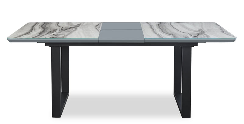 Ensemble de salle à manger Ezra 7 pièces avec table qui s’allonge de 63 po à 79 po (L) et 6 chaises - imitation de marbre blanc et gris