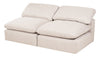 Eclipse Modular 4-Piece Linen-Look Fabric Pit Sofa Sectional with Reversible Feather Down Cushions - Linen White | Sofa sectionnel modulaire de style cocon Eclipse 4 pièces en tissu d’apparence lin avec coussins réversibles en duvet et plumes - blanc lin