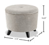 Winnipeg 17.5" Round Fabric Storage Ottoman - Grey|Pouf de rangement rond Winnipeg de 17,5 po en tissu - gris
