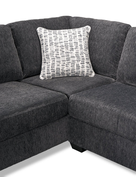 Sofa sectionnel en U de droite Morgan 2 pièces fabriqué au Canada en tissu de chenille avec coussins décoratifs - gris