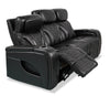 Elite 86" Genuine Leather Massage Power Reclining Sofa with Power Headrests and Storage Arms - Black | Sofa de massage à inclinaison électrique Elite de 86 po en cuir véritable avec appuie-têtes électriques et accoudoirs de rangement - noir