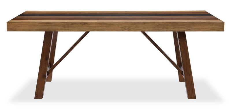 Ensemble de salle à manger Boden 5 pièces avec table de 78 po (L), base à tréteaux et 4 chaises - brun et beige