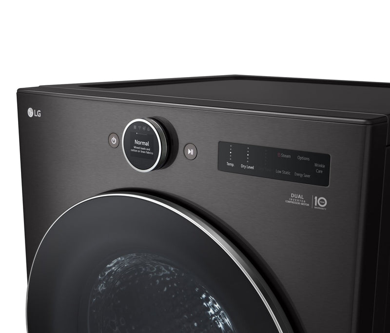 Sécheuse LG de 7,8 pi³ avec pompe à chaleur - acier noir - superposable - DLHC6702B