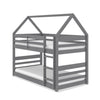 Gemma Twin Over Twin House Bunk Bed with Roof, Built-in Ladder & Guardrails for Kids - Grey | Lits simples superposés Gemma en forme de maison avec toit, échelle intégrée et garde-corps pour enfants - gris